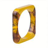 Acrylic resin square bangle bracelet - yellow