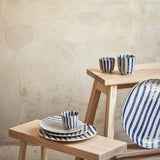 onomao small plate classic blue white striped - set of 2 