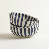 onomao small bowl classic blue white striped - set of 2 