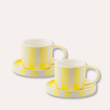 Espresso Tassen Stripes Spiaggia Yellow 2er Set - 4 Teile