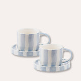 Espresso Tassen Stripes Morning Azzurro 2er Set - 4 Teile