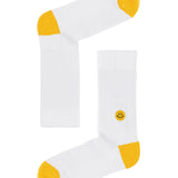 Natural Vibes Smile Bio Socken - Weiße Tennissocken mit Emoji Stickerei