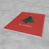 Postcard - Christmas - Christmas tree on red background