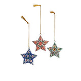 Madam Stoltz handmade paper mache stars multi colored - set of 3