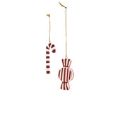 Madam Stoltz handmade paper mache Christmas ornaments red / white - set of 2