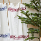 Madam Stoltz Embroidered kitchen towel blue - 45 x 70 cm