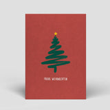 Postcard - Christmas - Christmas tree on red background