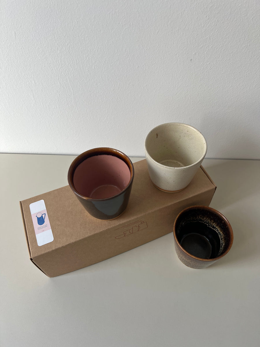 Bornholms Keramikfabrik Original Cup Moods Collections Chocolate Lips, Brown Chocolate, Creamy White- 3er Set - noord®