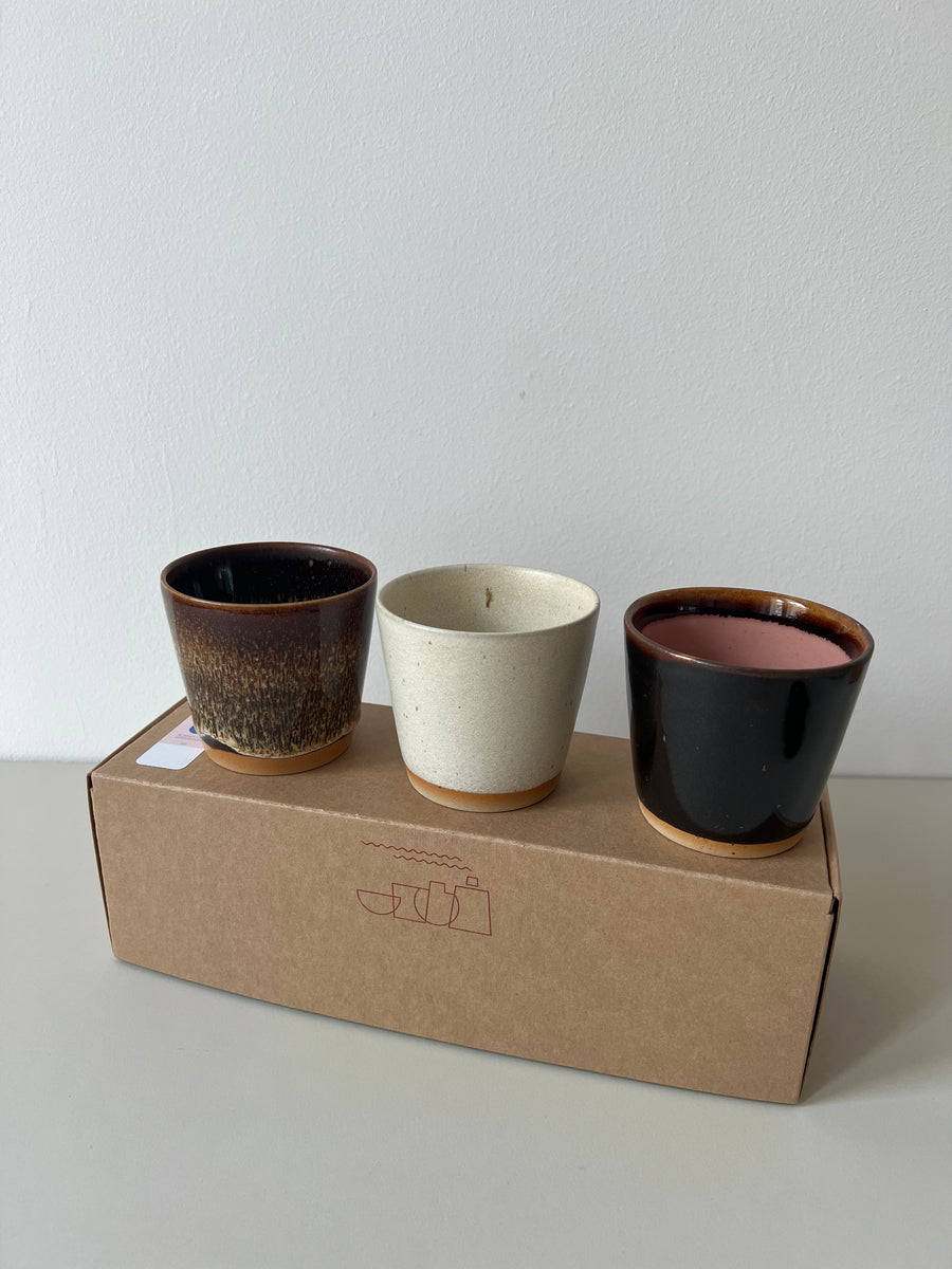 Bornholms Keramikfabrik Original Cup Moods Collections Chocolate Lips, Brown Chocolate, Creamy White- 3er Set - noord®