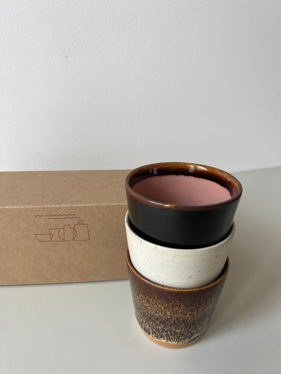 Bornholms Keramikfabrik Original Cup Moods Collections Chocolate Lips, Brown Chocolate, Creamy White- 3er Set - noord®