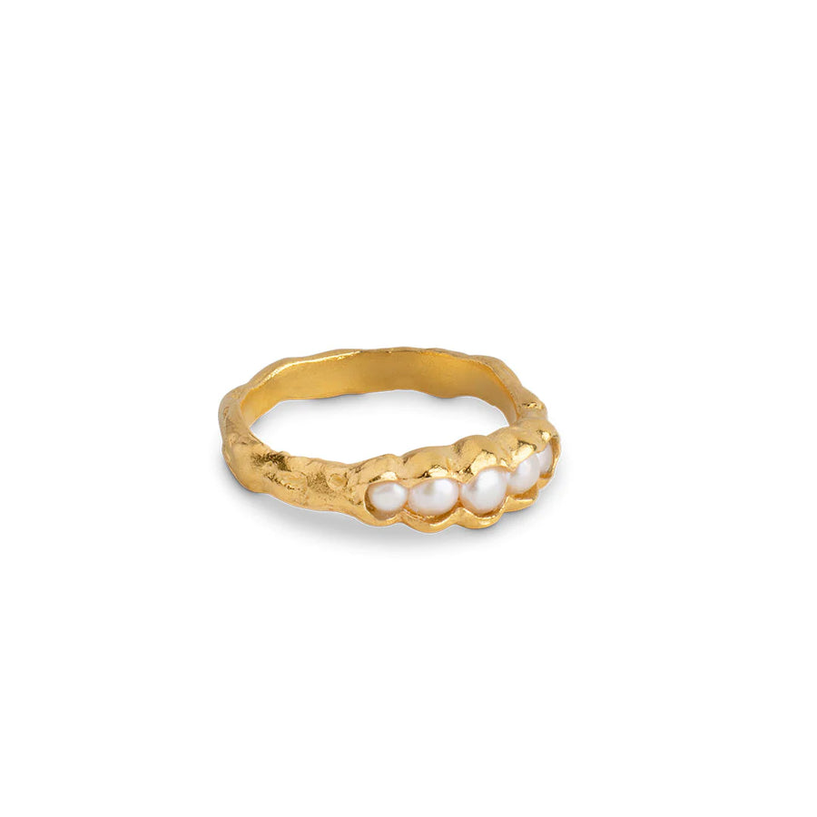Enamel Copenhagen Ring Idora - 18k vergoldetes 925er Sterlingsilber, Süßwasserperlen - noord®