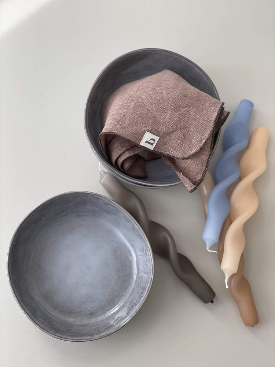 Broste Copenhagen gedrehte Kerze Twist "walnut" 23cm - 2er Set - noord®