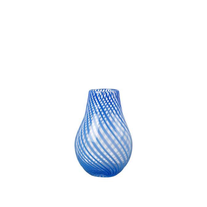 Broste Copenhagen Vase Ada Crossstripe Glas - Intense Blue 15,5x22,5 cm - noord®