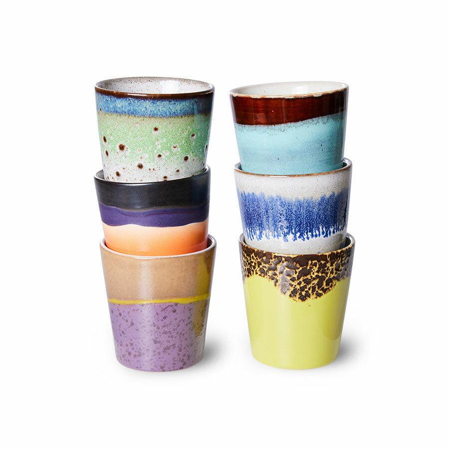 HKliving 70's Keramik Becher "Pluto" - 6er Set - noord®