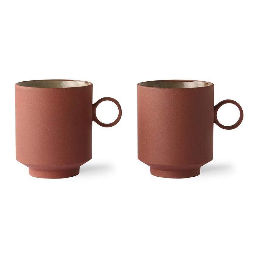 HKliving Bold & Basic Keramik Tassen Terra - 2er Set - noord®