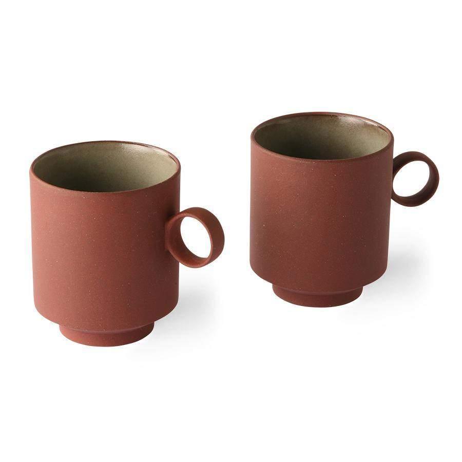HKliving Bold & Basic Keramik Tassen Terra - 2er Set - noord®