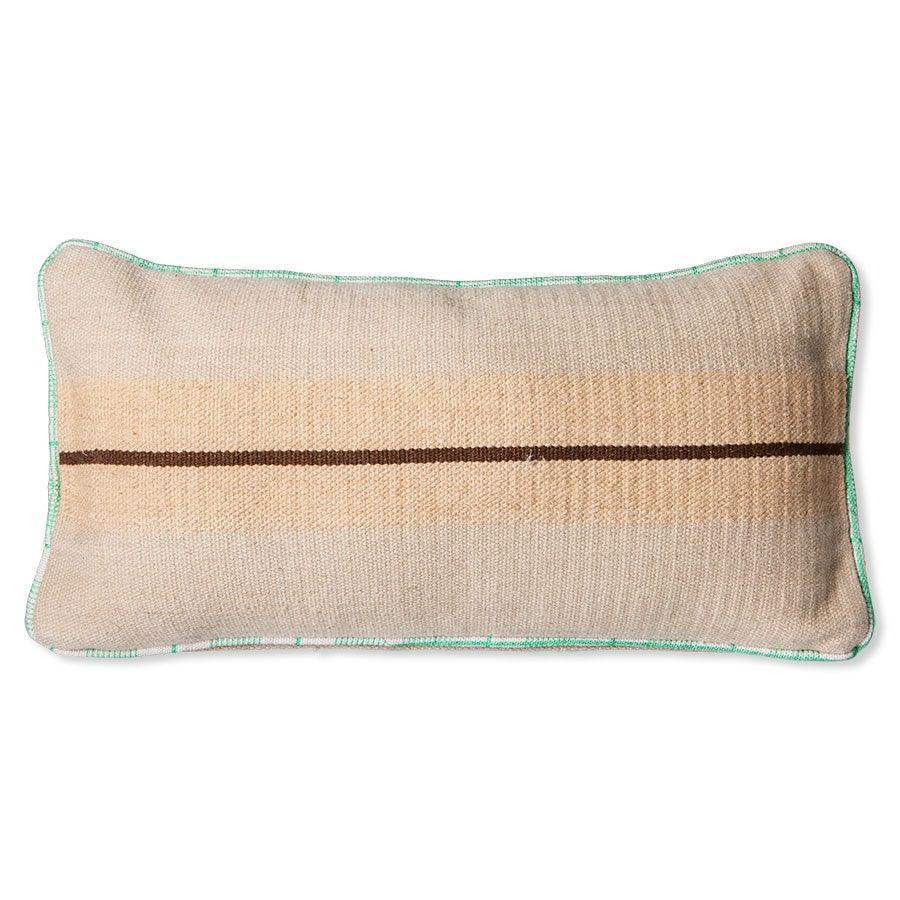 HKliving handgewebtes Kissen aus Wolle braun inkl. Füllung - 38x74cm - noord®