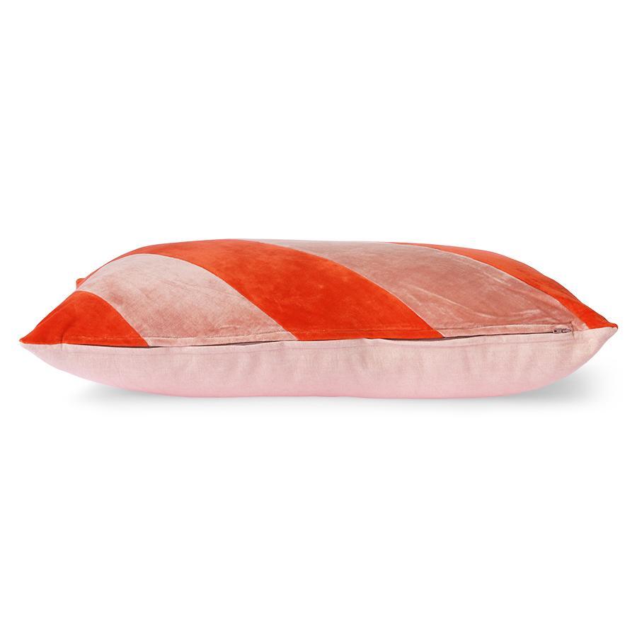HKliving Samt Kissen gestreift rot/rosa inkl. Füllung - 40x60cm - noord®