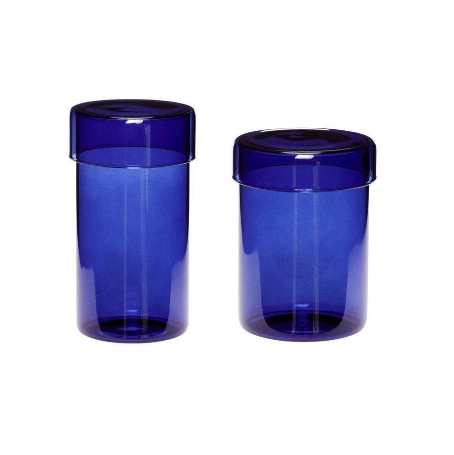 Hübsch Aufbewahrungsglas Milchglas blau - 2er Set - noord®