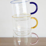 Hübsch Tasse aus Glas mit Henkel bernstein/rosa/blau/weiß - 4er Set - noord®