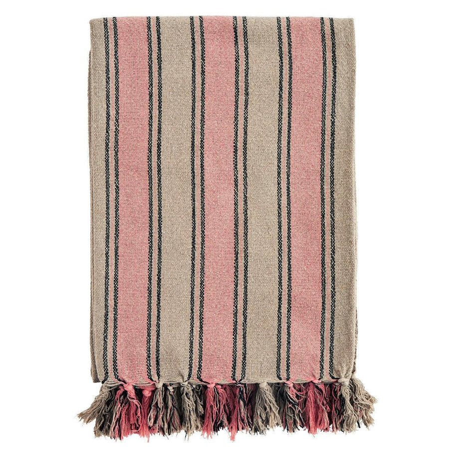 Madam Stoltz gestreifte gewebte Decke mit Fransen - 125 x 175 cm - noord®