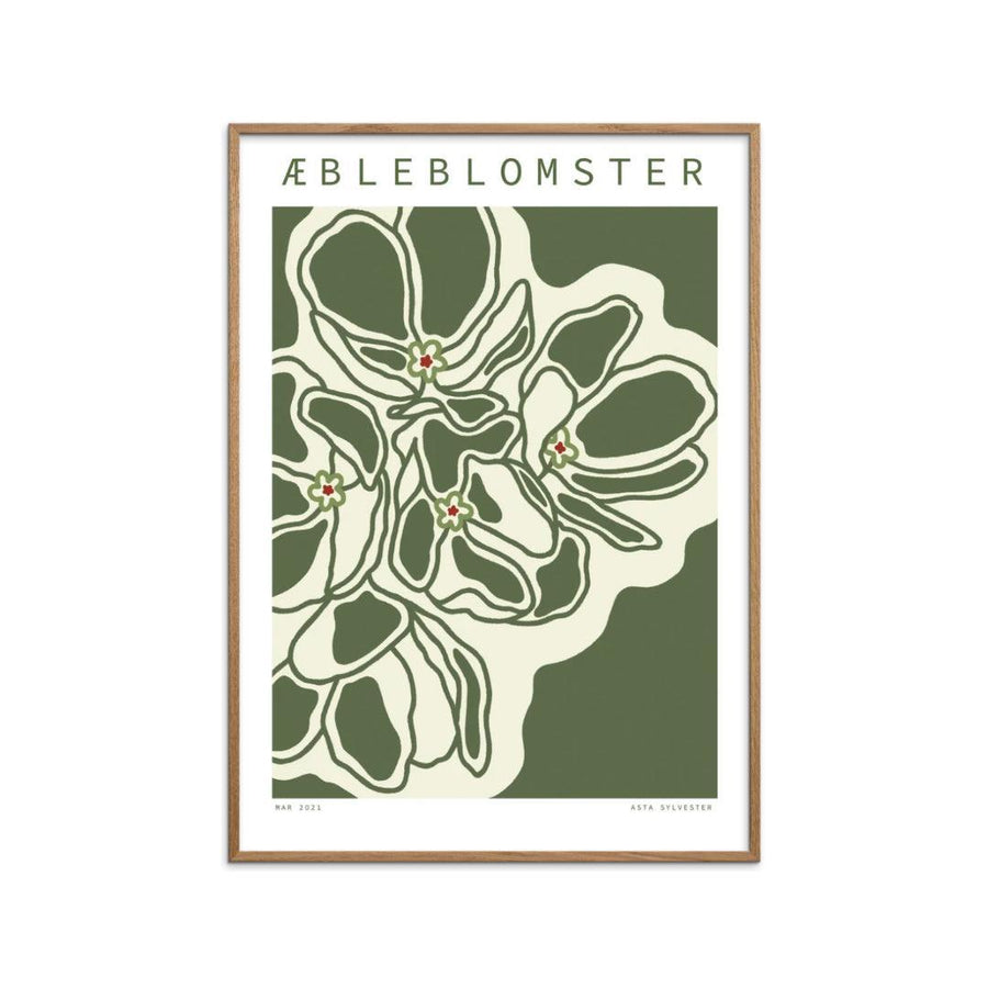 P&F Gerahmter Kunstdruck AEbleblomster Asta Sylvester 30x40cm - inkl. Rahmen aus Eichenholz - noord®