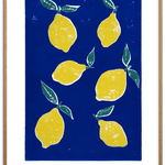 P&F Gerahmter Kunstdruck Lemons Blue Camilla Bergqvist A4 - inkl. Rahmen aus Eichenholz - noord®